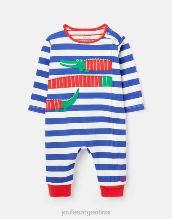 Joules Mono con diseño artístico de algodón de cultivo orgánico Winfield de 0 a 9 meses bebés cocodrilo de rayas azules accesorios 64BB426
