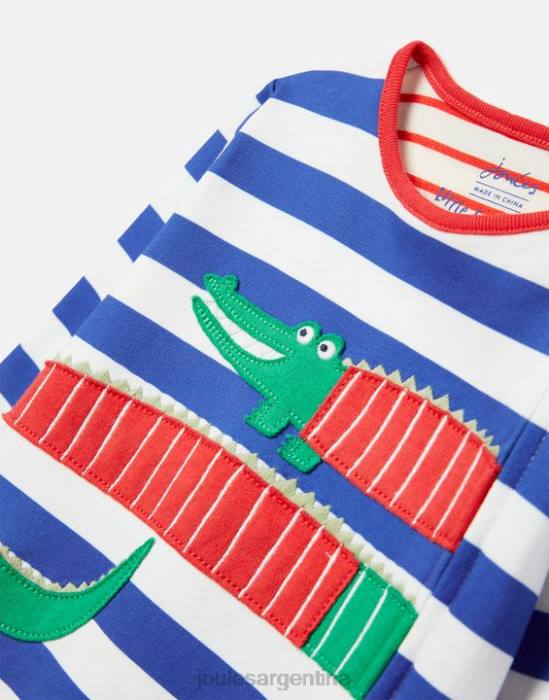 Joules Mono con diseño artístico de algodón de cultivo orgánico Winfield de 0 a 9 meses bebés cocodrilo de rayas azules accesorios 64BB426