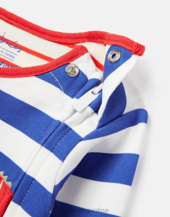Joules Mono con diseño artístico de algodón de cultivo orgánico Winfield de 0 a 9 meses bebés cocodrilo de rayas azules accesorios 64BB426
