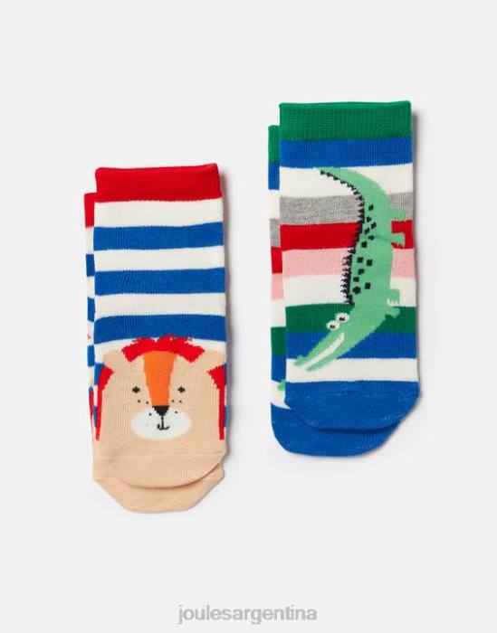 Joules paquete de 2 calcetines para pies limpios bebés león cocodrilo accesorios 64BB402