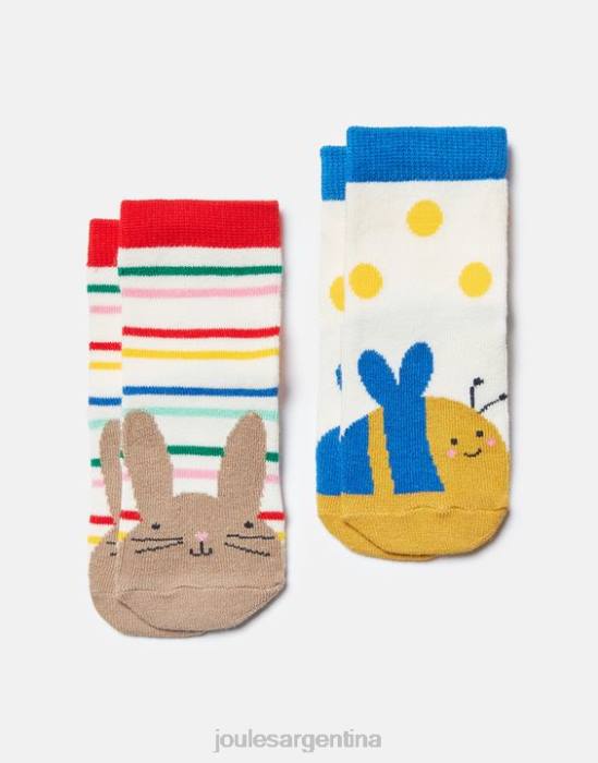 Joules pies limpios paquete de 2 calcetines bebés abeja conejita accesorios 64BB398