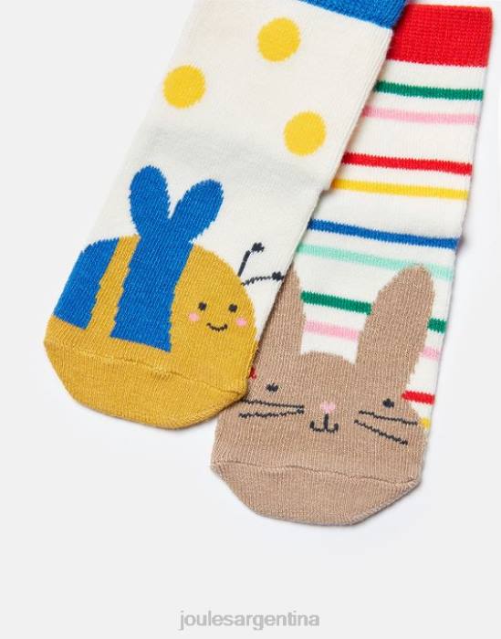 Joules pies limpios paquete de 2 calcetines bebés abeja conejita accesorios 64BB398