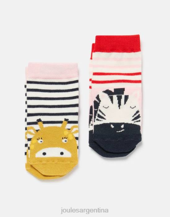 Joules pies limpios paquete de 2 calcetines bebés jirafa cebra accesorios 64BB435