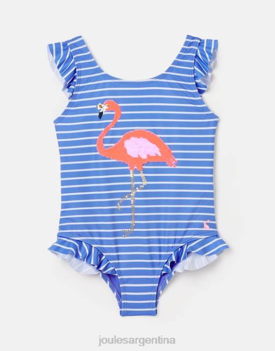 Joules Bañador con diseño de lentejuelas Splash 2-12 años bebés flamenco raya azul vestir 64BB299