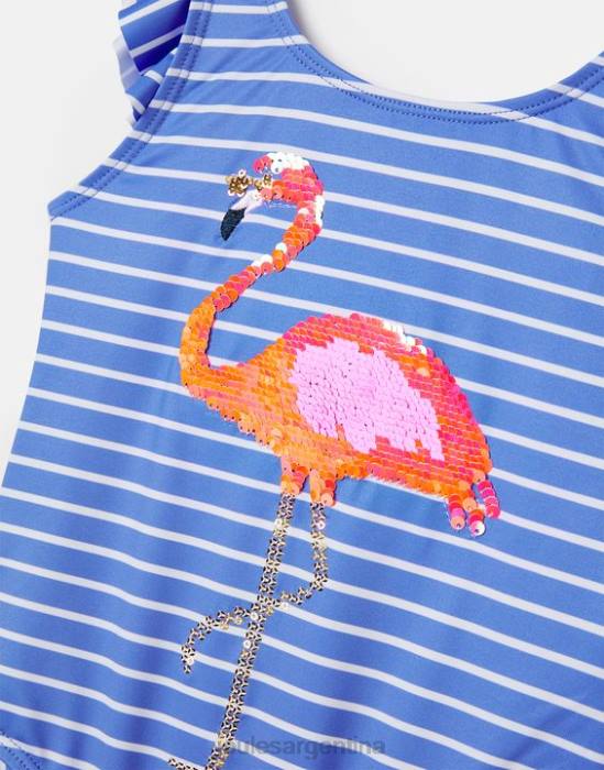 Joules Bañador con diseño de lentejuelas Splash 2-12 años bebés flamenco raya azul vestir 64BB299