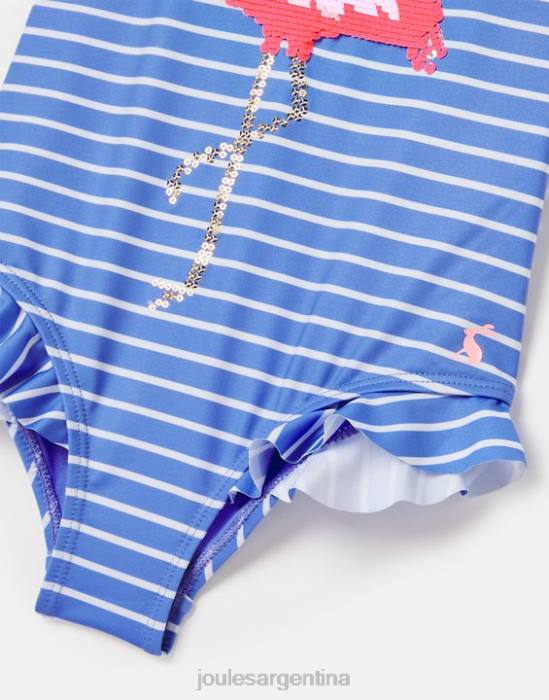 Joules Bañador con diseño de lentejuelas Splash 2-12 años bebés flamenco raya azul vestir 64BB299