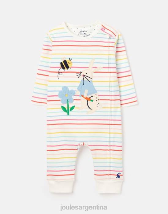 Joules Mono con diseño artístico de algodón de cultivo orgánico Winfield de 0 a 9 meses bebés conejito de rayas blancas vestir 64BB410