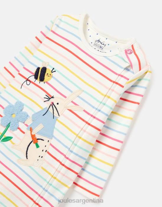 Joules Mono con diseño artístico de algodón de cultivo orgánico Winfield de 0 a 9 meses bebés conejito de rayas blancas vestir 64BB410