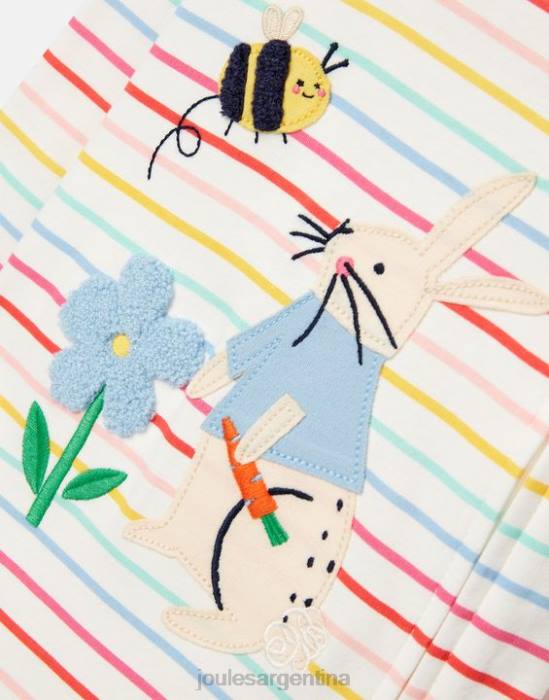Joules Mono con diseño artístico de algodón de cultivo orgánico Winfield de 0 a 9 meses bebés conejito de rayas blancas vestir 64BB410