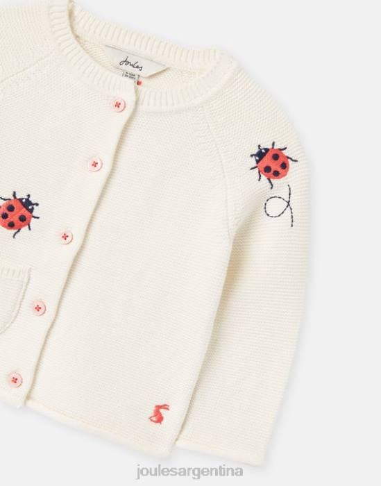 Joules cárdigan bordado betsie 0-3 años bebés mariquita crema vestir 64BB395