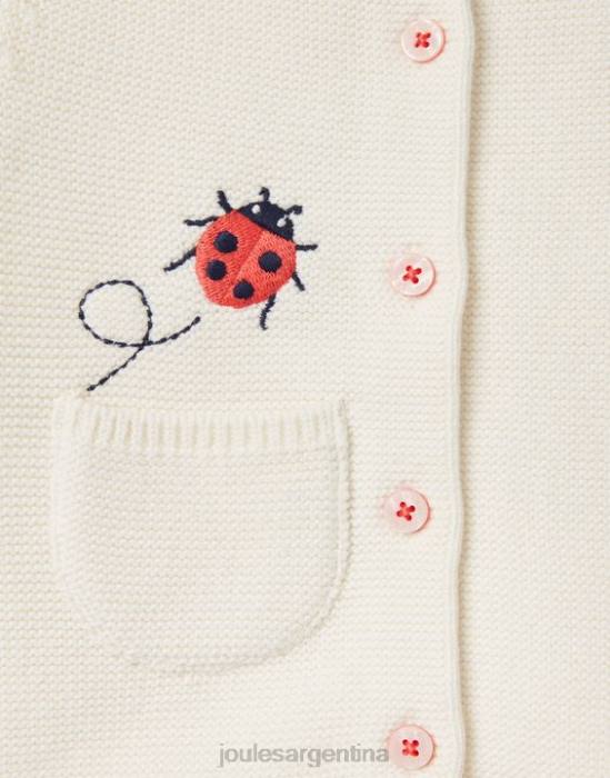 Joules cárdigan bordado betsie 0-3 años bebés mariquita crema vestir 64BB395