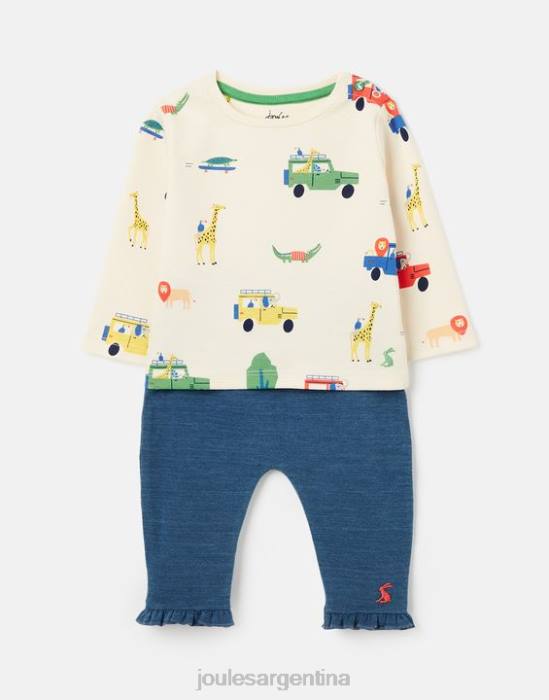Joules conjunto percy camiseta y pantalón 0-3 años bebés safari crema vestir 64BB427