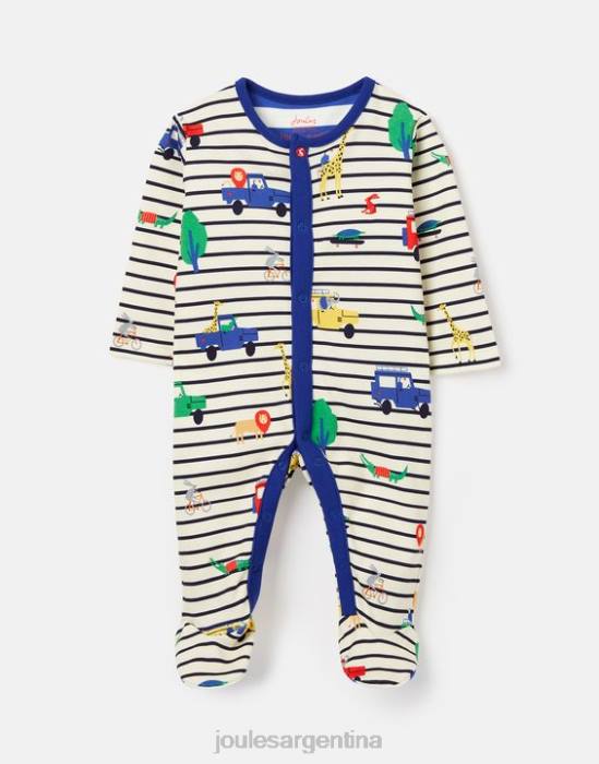 Joules razamataz mono estampado de algodón cultivado orgánicamente 0-9 meses bebés safari de rayas azules vestir 64BB433