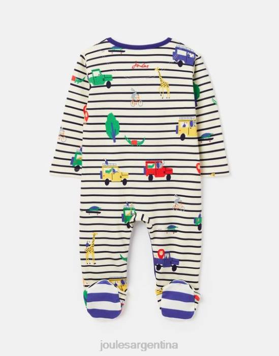 Joules razamataz mono estampado de algodón cultivado orgánicamente 0-9 meses bebés safari de rayas azules vestir 64BB433