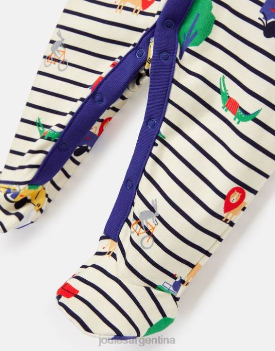 Joules razamataz mono estampado de algodón cultivado orgánicamente 0-9 meses bebés safari de rayas azules vestir 64BB433