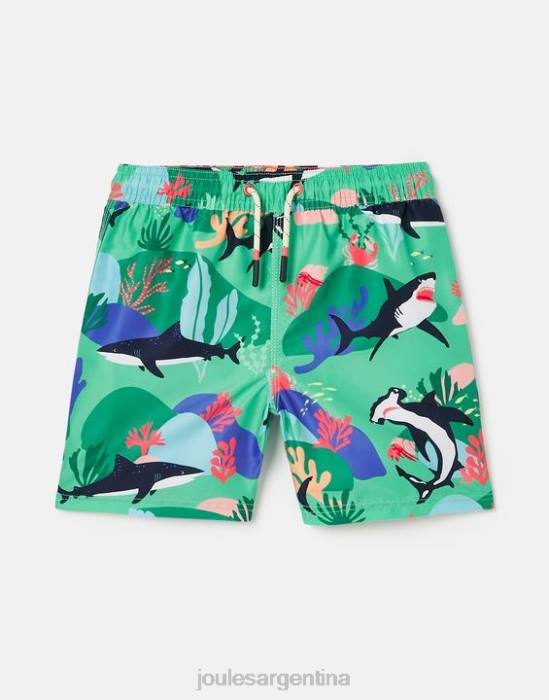Joules shorts de baño con estampado de océano 2-12 años bebés tiburones verdes vestir 64BB357