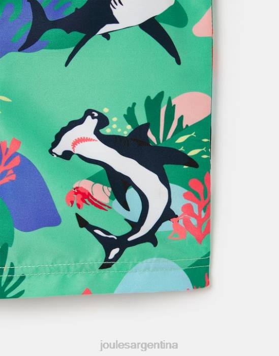 Joules shorts de baño con estampado de océano 2-12 años bebés tiburones verdes vestir 64BB357