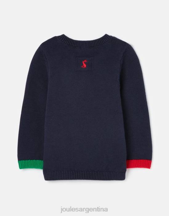 Joules suéter de punto con intarsia agrietada 0-24 meses chicas reno azul marino vestir 64BB413