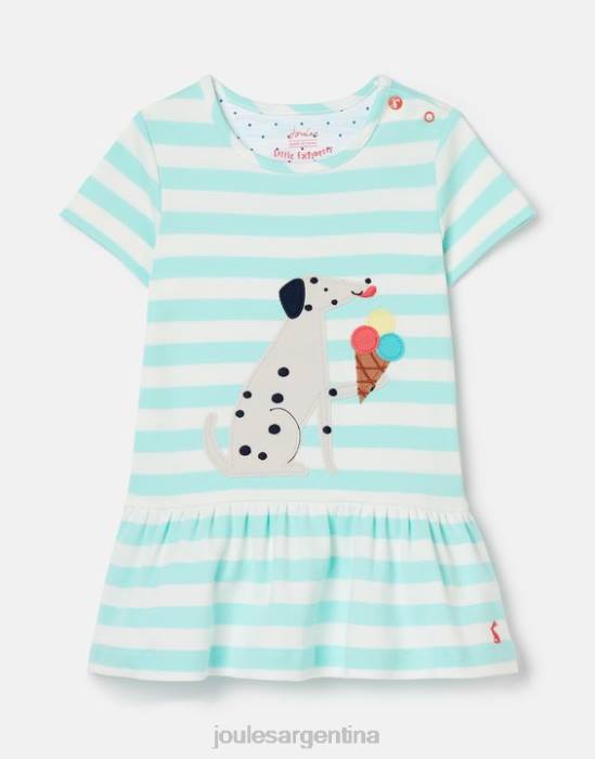 Joules vestido con peplum y diseño deslumbrante 0-3 años chicas raya aguamarina vestir 64BB394