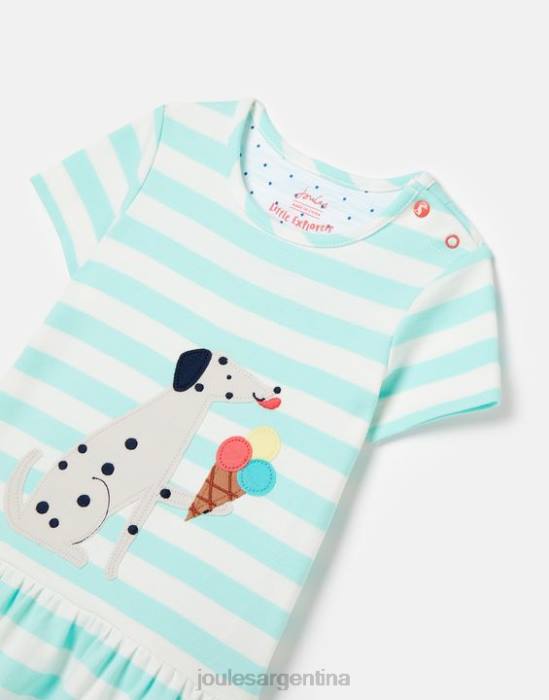 Joules vestido con peplum y diseño deslumbrante 0-3 años chicas raya aguamarina vestir 64BB394