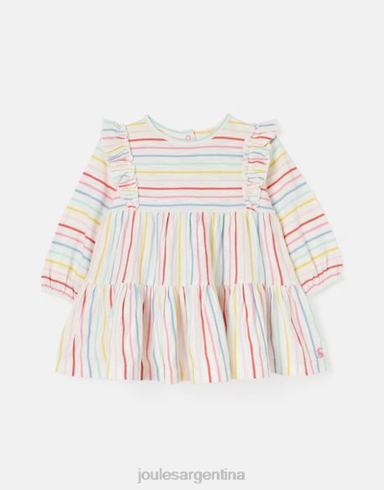 Joules vestido iola de manga larga a capas 0-3 años chicas raya múltiple vestir 64BB421