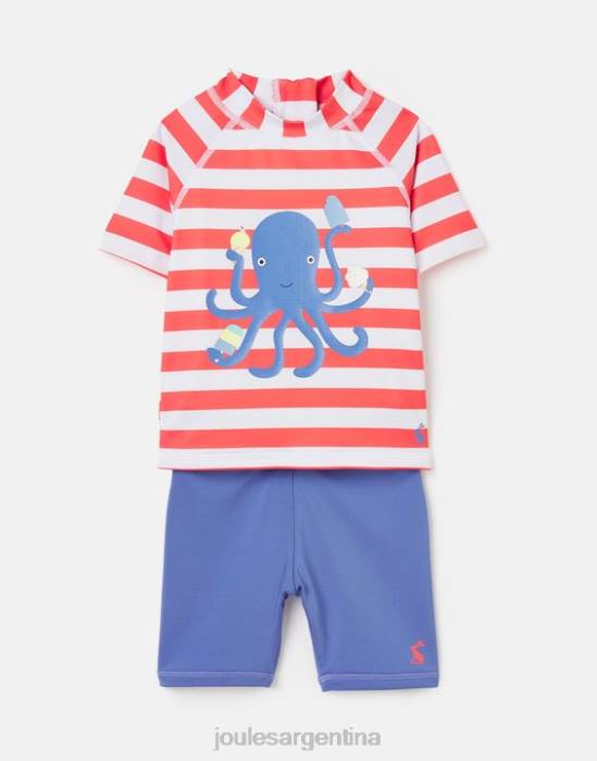 Joules conjunto de buzo con ilustraciones de chaleco anti-lycra 0-3 años bebés raya de pulpo naranja vestir 64BB434