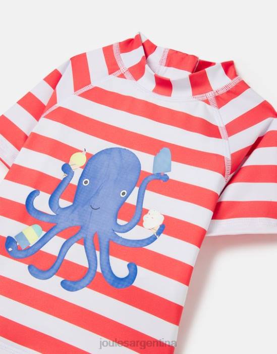 Joules conjunto de buzo con ilustraciones de chaleco anti-lycra 0-3 años bebés raya de pulpo naranja vestir 64BB434