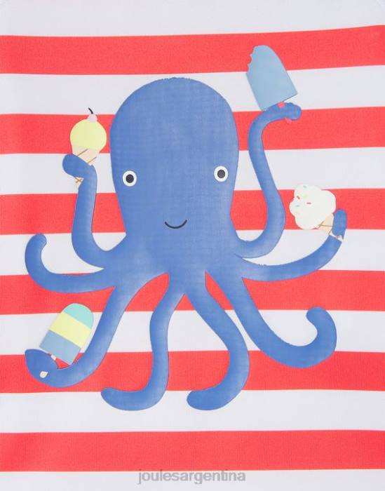 Joules conjunto de buzo con ilustraciones de chaleco anti-lycra 0-3 años bebés raya de pulpo naranja vestir 64BB434