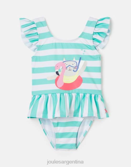 Joules traje de baño frillwell 0-3 años bebés gato raya aguamarina vestir 64BB420