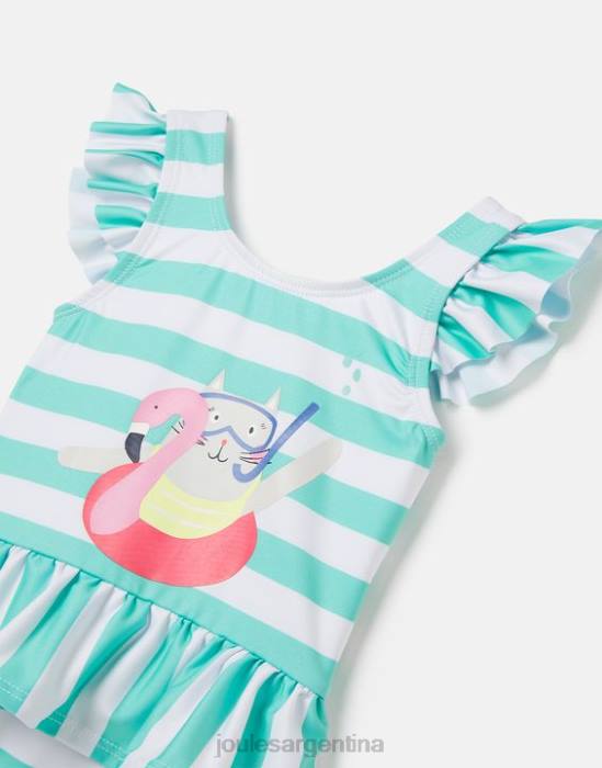 Joules traje de baño frillwell 0-3 años bebés gato raya aguamarina vestir 64BB420