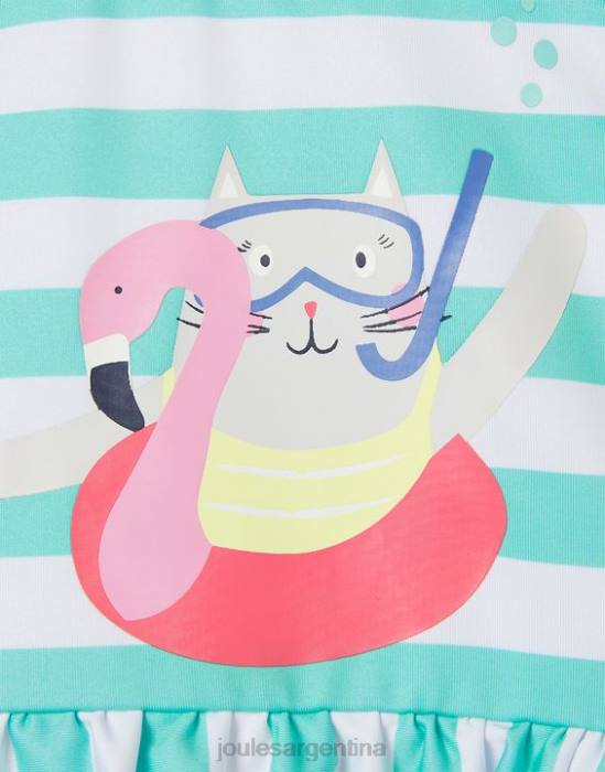 Joules traje de baño frillwell 0-3 años bebés gato raya aguamarina vestir 64BB420