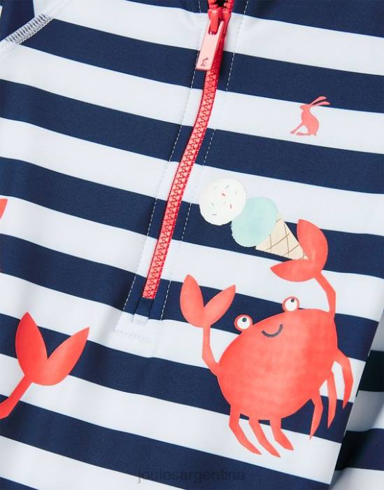 Joules traje de erupción con ilustraciones solares 0-3 años bebés cangrejos de rayas azul marino vestir 64BB431