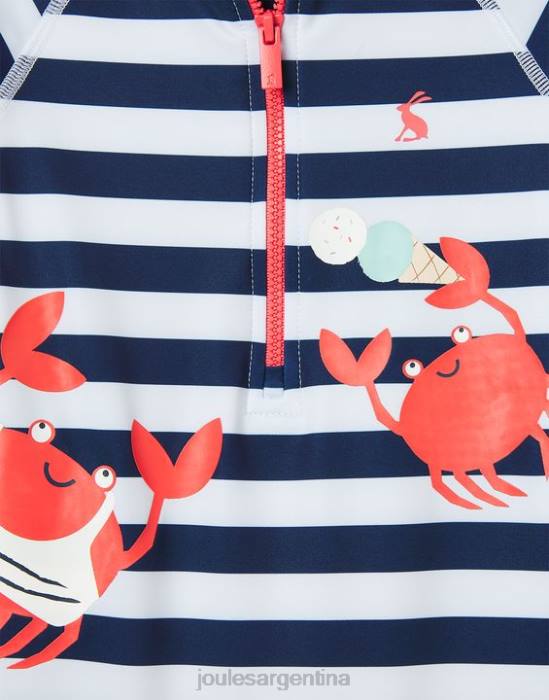 Joules traje de erupción con ilustraciones solares 0-3 años bebés cangrejos de rayas azul marino vestir 64BB431