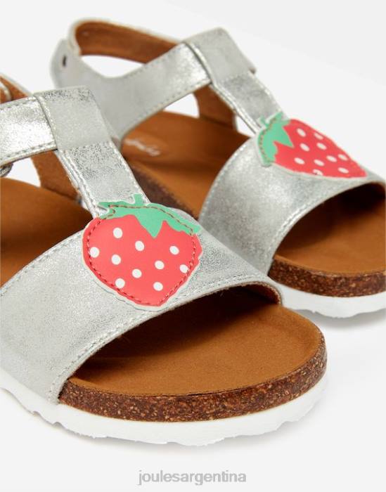Joules sandalias scarlett con barra en T chicas plata calzado 64BB333