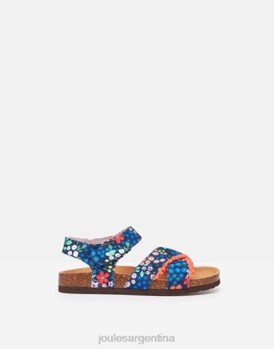 Joules sandalias tessie con varias tiras y velcro chicas floreciente de gema azul calzado 64BB332