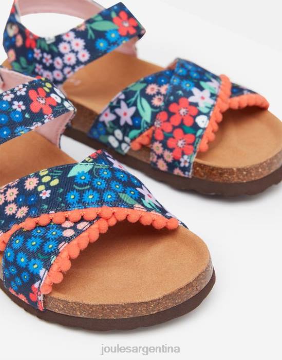 Joules sandalias tessie con varias tiras y velcro chicas floreciente de gema azul calzado 64BB332