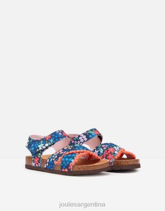 Joules sandalias tessie con varias tiras y velcro chicas floreciente de gema azul calzado 64BB332