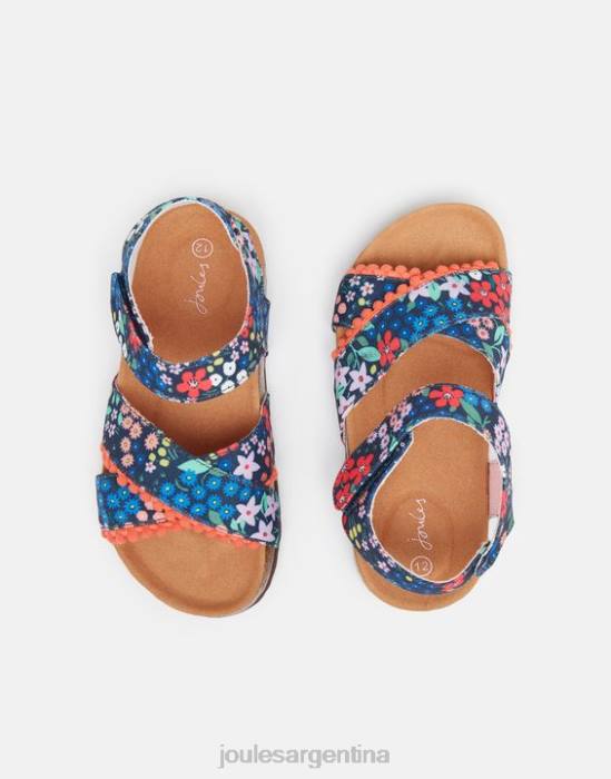 Joules sandalias tessie con varias tiras y velcro chicas floreciente de gema azul calzado 64BB332