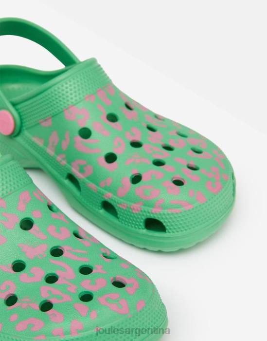 Joules zuecos sin cordones poole chicas leopardo rosa verde calzado 64BB325