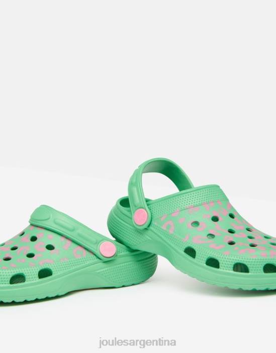 Joules zuecos sin cordones poole chicas leopardo rosa verde calzado 64BB325