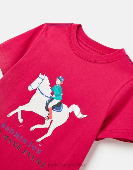 Joules Camiseta de manga corta de bádminton unisex para niños de 2 a 12 años. chicas frambuesa profunda vestir 64BB284