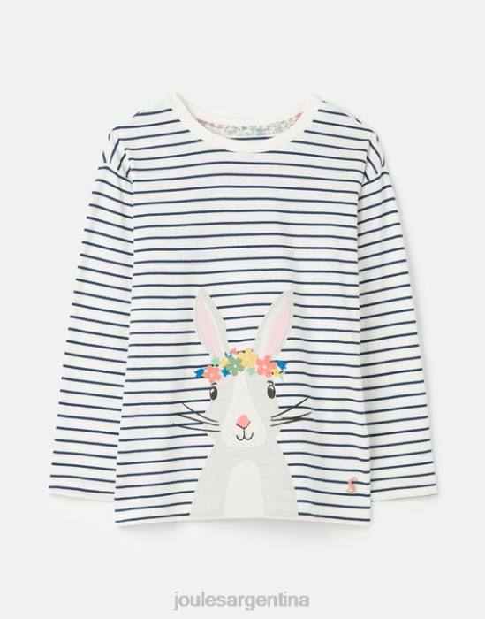 Joules camiseta ava manga larga 2-12 años chicas raya azul marino crema vestir 64BB281