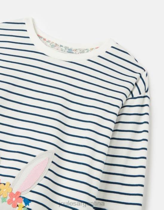 Joules camiseta ava manga larga 2-12 años chicas raya azul marino crema vestir 64BB281