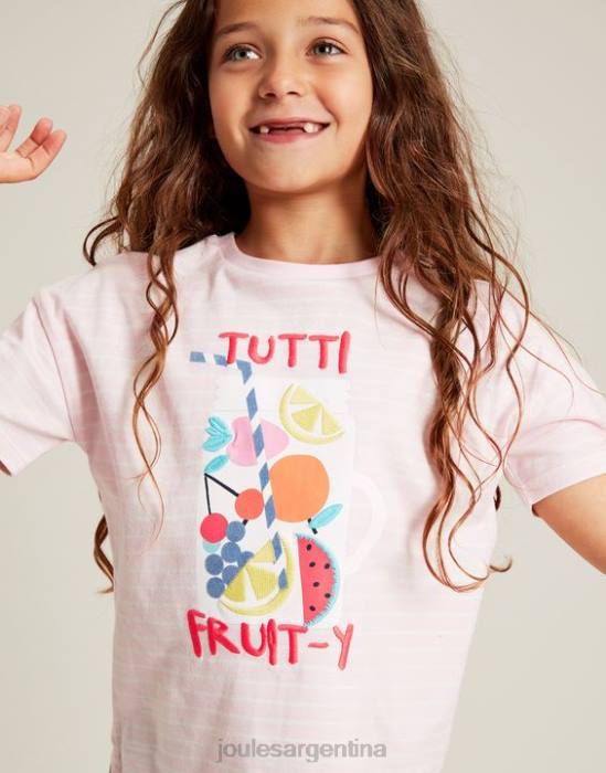 Joules camiseta bethany apliques 2-12 años chicas rosa afrutado vestir 64BB295