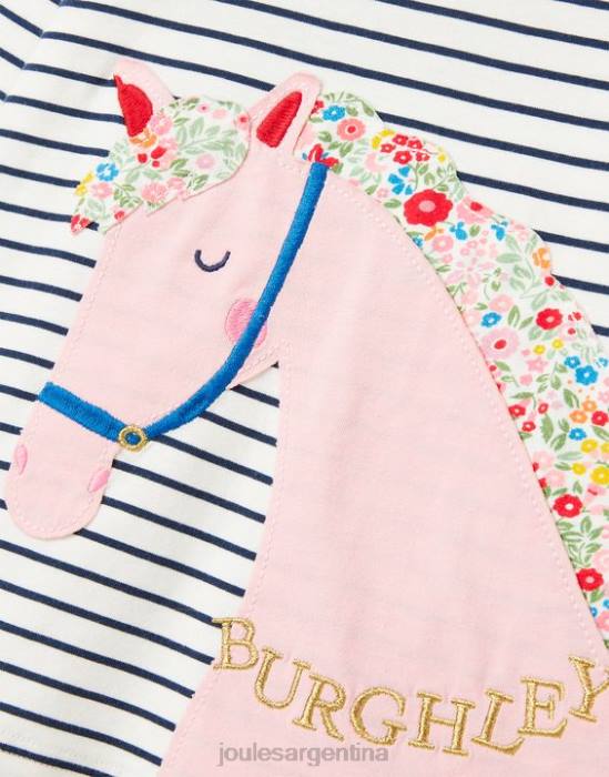 Joules camiseta burghley manga larga 2-12 años chicas raya de caballo azul marino vestir 64BB287