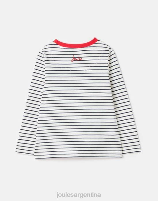 Joules camiseta burghley manga larga 2-12 años chicas raya de caballo azul marino vestir 64BB287
