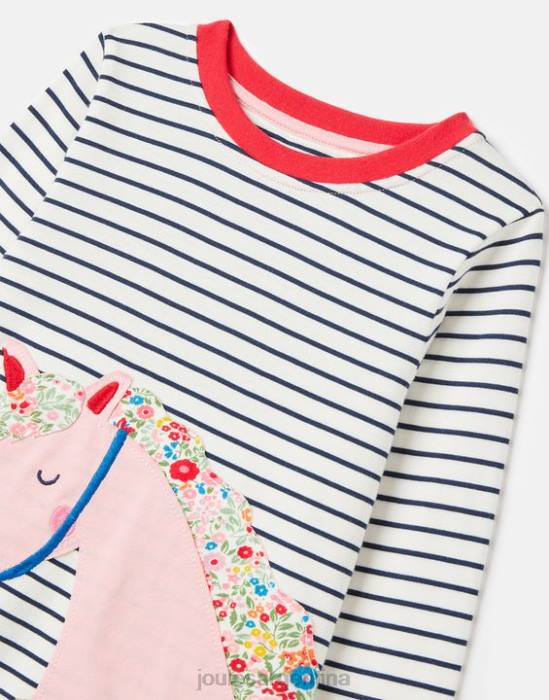 Joules camiseta burghley manga larga 2-12 años chicas raya de caballo azul marino vestir 64BB287