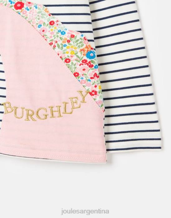 Joules camiseta burghley manga larga 2-12 años chicas raya de caballo azul marino vestir 64BB287