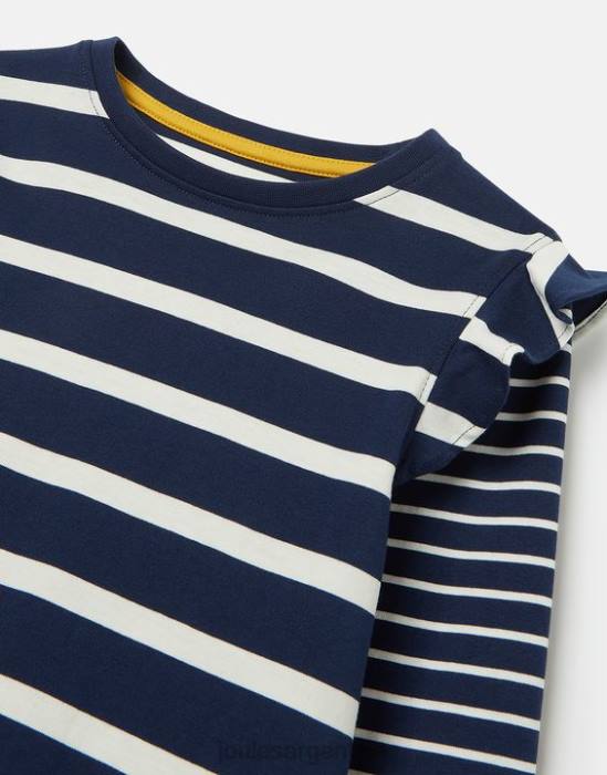 Joules camiseta de punto de manga larga elora chicas raya blanca azul marino vestir 64BB324