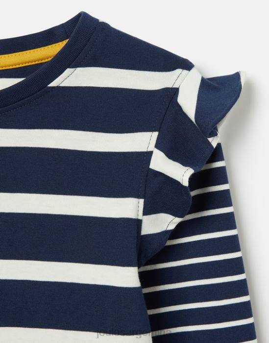 Joules camiseta de punto de manga larga elora chicas raya blanca azul marino vestir 64BB324